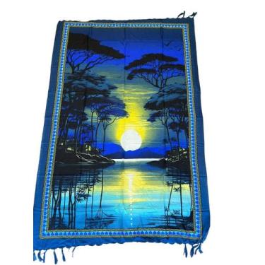 Imagem de Canga de Praia Pareô Coqueiro Por do Sol C5 - Deeyaa Indiana, U, Azul