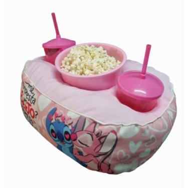 Imagem de Almofada Porta Pipoca Com Bolso Balde + Copos Angel&ampStitch - Maria 
