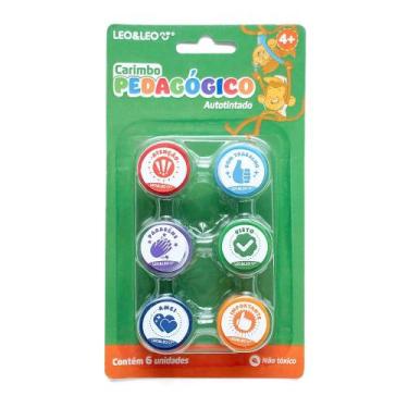 Imagem de Carimbo Pedagógico Infantil Autotintado Blister 6 unidades Leo&Leo