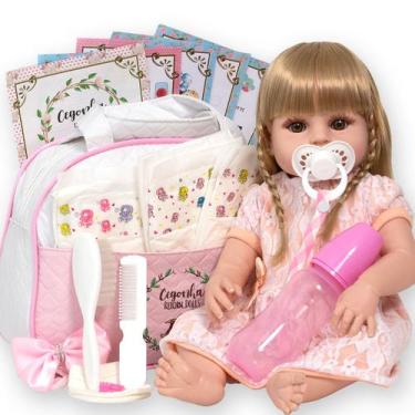 Imagem de Bebe Reborn Loira Com Acessórios Bolsa Maternidade Fofinha - Cegonha R