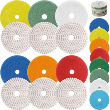 Imagem de 6 X Lixas 4 Pol. 100mm Diamantada Grão Discos Liso Polir Lixadeira Gra