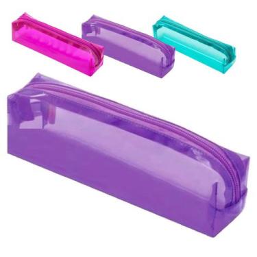 Imagem de Estojo Escolar Transparente Cristal Varias Cores - BRW, Lilás