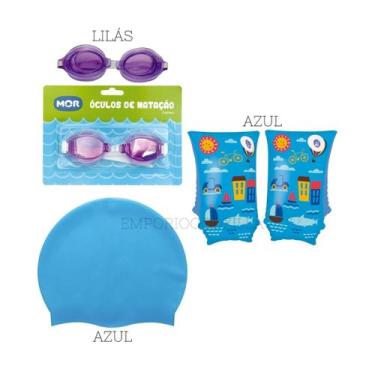 Imagem de KIT Natação Infantil  Óculos Boia Touca Proteção Mor, Lilás