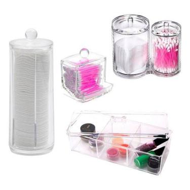 Imagem de 4 Porta Algodão E Cotonete Organizador Em Acrílico Banheiro - PGB