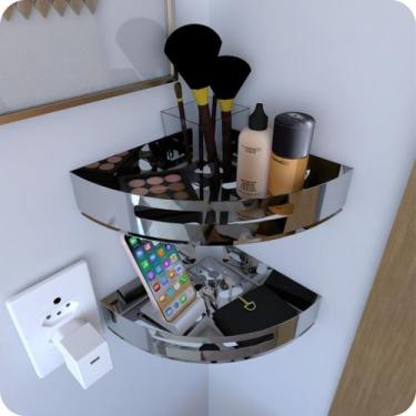 Imagem de Kit 2 Prateleiras de Canto Para Quarto Inox Multiuso - CromoShop