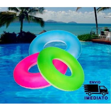 Imagem de Bóia Inflável Circular Neon Redonda de Piscina 76cm para Criança e Adu