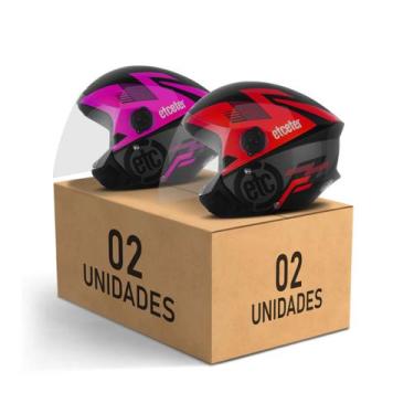Imagem de Kit 2 Capacete Aberto Etceter Open Moto Masculino Feminino Segurança -