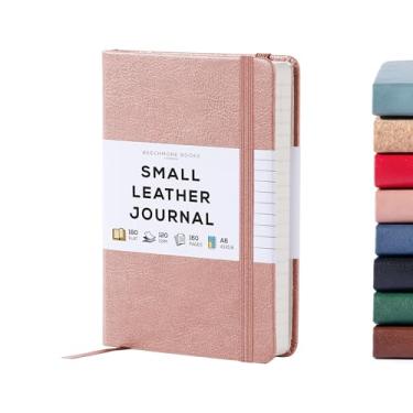 Imagem de BEECHMORE BOOKS Caderno de bolso pautado – pequeno, rosa | Diário de capa dura premium com couro vegano, papel grosso forrado em creme de 120 g/m² | Caixa de presente | Para escritores, jornalistas, reuniões de negócios e estudantes