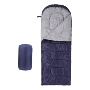 Imagem de ZiDeTang Sacos de dormir de poliéster à prova d'água, quente, acampamento, caminhadas, viagens ao ar livre com sacos de compressão (azul-marinho, 1,8 kg)