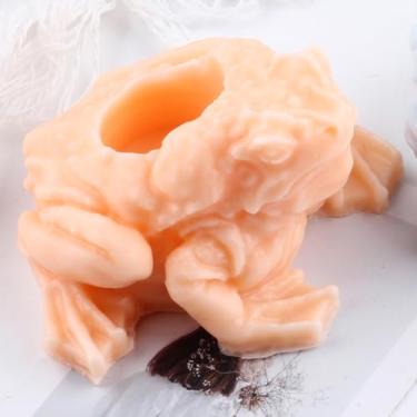 Imagem de XIAOSHUI Molde de suporte de vela de sapo, moldes de silicone para vela de sapo, molde de fundição de resina de sapo para decoração de casa, molde para fazer velas de aromaterapia, velas de gesso,