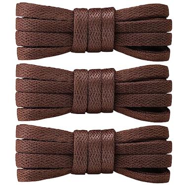 Imagem de PTERYBIRD 3 pares de cadarços planos para tênis, cadarços de 5/40.6 cm de largura, cadarços de substituição duráveis para Converse Air Force 1, Marrom, 39″ ( 100 cm ) - 3 Pairs