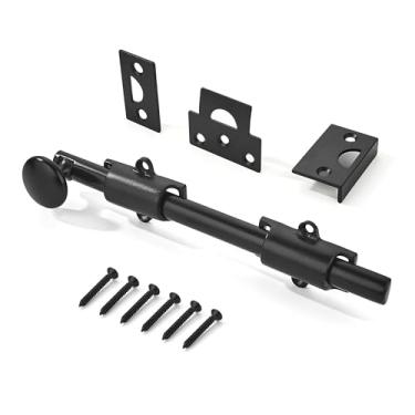 Imagem de khtumeware Pacote com 10", Travas Deslizantes de Superfície de Porta Holandesa de Latão Maciço Preto Fosco E Parafusos de Superfície Deslizante, Parafusos de Superfície Deslizantes Decorativos para Ja