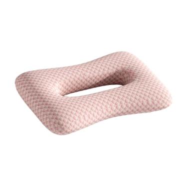 Imagem de IEUDNS Travesseiro piercing de orelha, protetor de ouvido, com capa removível e lavável, almofada ergonômica, travesseiro lateral para dormir, sofá, viagem, Rosa