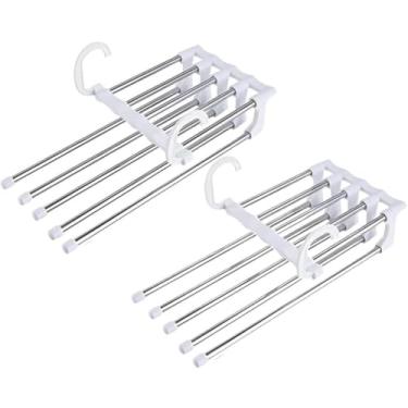 Imagem de Kit 2 Cabides Organizadores para Calças em Aço Inox, Capacidade Total para 10 Peças
