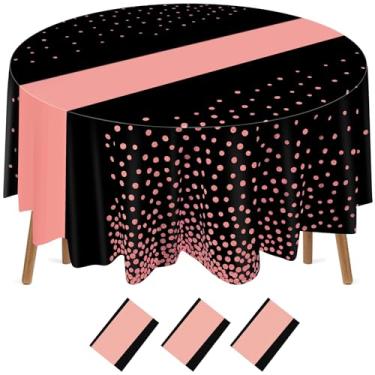 Imagem de Newwiee 3 peças, 3 peças, toalhas de mesa redondas de bolinhas descartáveis de 2025 cm, toalha de mesa de plástico com estampa de corredor para formatura de 2025, festa de aniversário, casamento