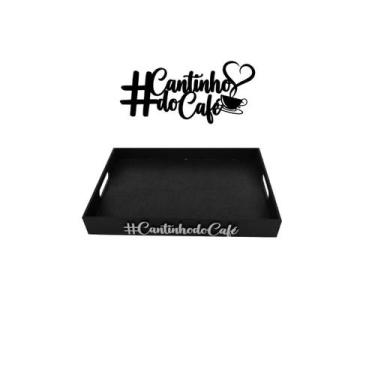 Imagem de Bandeja Cantinho Do Café Xícaras Com Aplique Café - Mdf Store