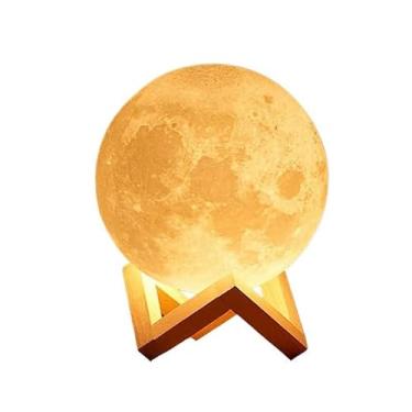 Imagem de Luminaria 3D touch lua cheia abajur Decoração Realista Para Quarto e Sala