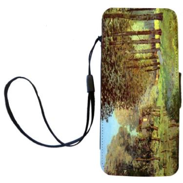 Imagem de Rikki Knight Capa carteira flip Alfred Sisley Art Resting on the River Bank com aba magnética para iPhone 5/5s - Descanhar na margem do rio