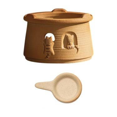 Imagem de IEUDNS Aquecedor de bule de cerâmica com suporte de vela base doméstica aquecimento aquecedor de chá tealight aquecedor de chá para festa quintal hotel