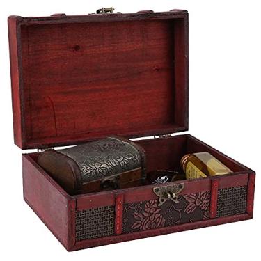 Imagem de Caixa de Joias, Caixa de Livro Decorativa de Madeira Vintage, Caixa de Armazenamento, Organizador, Recipiente Com Impressão de Couro PU para Brincos, Livros e Muito Mais (Tipo de