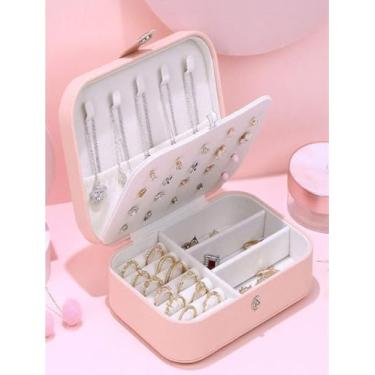 Imagem de Maleta Porta Joias Dupla em Veludo, Organizador de Viagem MDF, Tamanho Médio