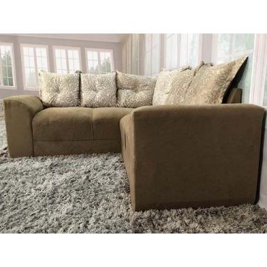 Imagem de Sofá de Canto 4 Lugares Belo em Suede - Veneza Estofados, Bege Floral