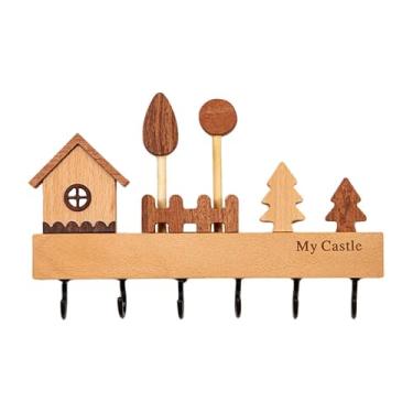 Imagem de Kuntesetty Chappeleiro de madeira Rack de chapéu robusto 6 ganchos, nórdicos de armazenamento de chave de madeira montada na parede nórdica para quarto, Branco