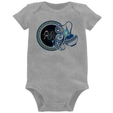 Imagem de Body Bebê Signo Aquário Astrologia - Foca na Moda, Cinza, P