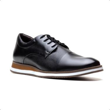 Imagem de Sapato Masculino Social Casual Esporte Derby Couro Legítimo (Preto, BR, Adulto, Numérico, 43)