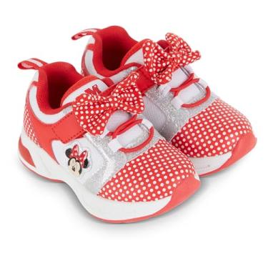 Imagem de Disney Minnie Mouse Tênis feminino sem cadarço com velcro – Design fofo, fácil de usar e ajuste seguro – Mercadoria oficial da Minnie Mouse, Vermelho, 18