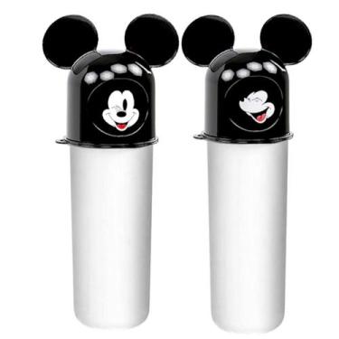 Imagem de Kit 2 Estojos Giratório do Mickey Porta Objetos Lápis Escova - Plasúti