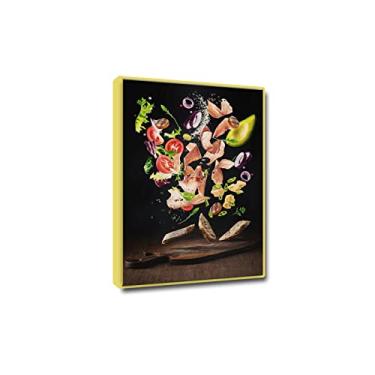 Imagem de Impressão de imagens de cozinha em tela - decoração de arte de parede em tela de cozinha grande - pôsteres e impressões de comida voadora - comida para decoração de sala de jantar 50 x 75 cm (20 x 30