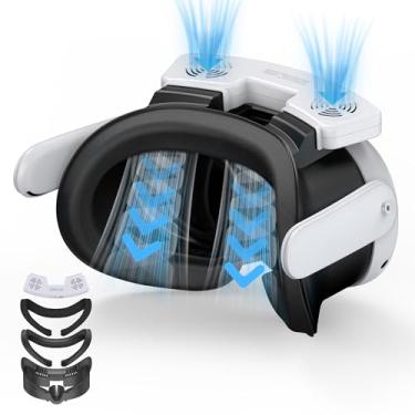 Imagem de Upgrade Facial Interface Cooling Fan for Meta Quest 3, Breathable Ice Silk Cotton and Soft PU Leather Face Pad Compatible with Oculus Quest 3, Adjustable Fan to Relieve Lens Fogging (3 Speeds)