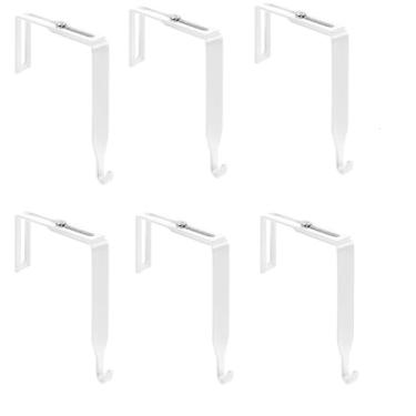 Imagem de Cabides de metal 6 camadas sobre os ganchos do espelho da porta Cabides porta universais para chapéus, aparelhos ajuste com espessura 1,4 a 3,5 (Branco)