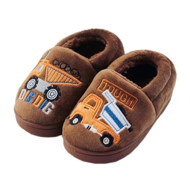 Imagem de vandimor Pantufas infantis para meninas e meninos chinelos de inverno macios de pelúcia interna para meninos e meninas, Marrom, 12.5-13 US Little Kid