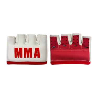 Imagem de Pegciuho Luvas de boxe de MMA Meio dedo Mitts de dedos exercícios de presente de proteção de adultos para adultos para lutar sparring kickboxing sanda, Branco