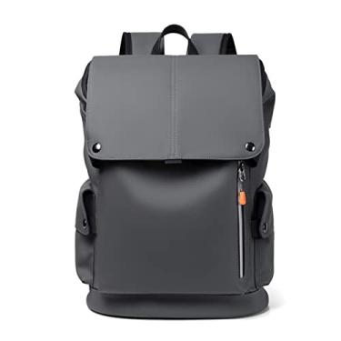 Imagem de Mochila masculina de couro PU de qualidade para laptop mochila grande para computador para homens mochila de negócios(Dark Grey)