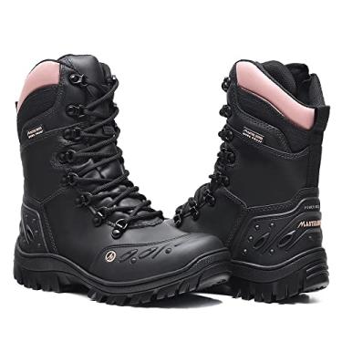 Imagem de Bota Feminina Militar Soldier Palmilha de Gel Couro Legítimo Zíper Lateral (Preta e Rosa, BR, Adulto, Numérico, 36)