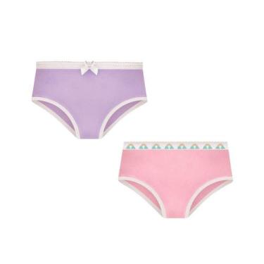 Imagem de Kit 2 Calcinhas Infantis 100% Algodão Selene 20650.001 Lilás/Rosa, Lil