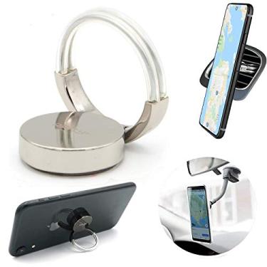 Imagem de AirFly Suporte de anel de dedo para telefone, 4 em 1, anel de telefone de metal universal, suporte de mesa, suporte de ventilação de carro, cabo de dedo compatível com todos os smartphones (anel