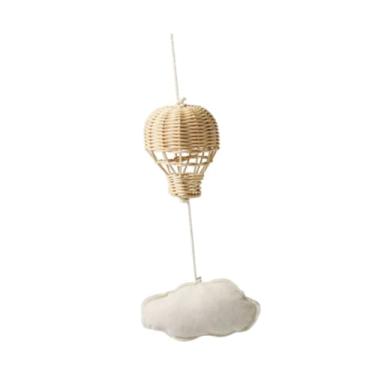 Imagem de YIJU Rattan Hot Air Balloon Ornament Decorativo, presentes, brinquedo, tecido pendente de tecido para berço para meninos meninos recém -nascidos, 1 Nuvem