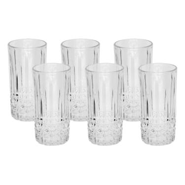 Imagem de Mimo Style, Jogo de 6 Copos Long Drink Luita Vidro Texturizado 350ml Sofisticados e Elegantes