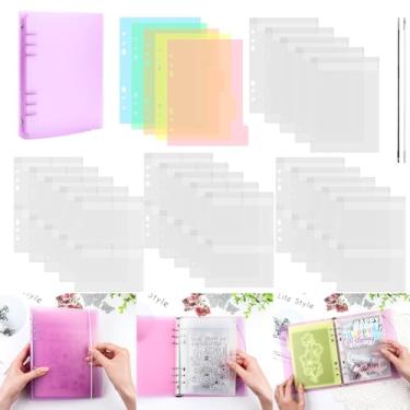 Imagem de Briartw Fichário roxo A5 de 6 anéis para armazenamento de livros com 20 inserções - Organize carimbos, matrizes e materiais de artesanato - Material de polipropileno (PP) - 5 folhas cada para
