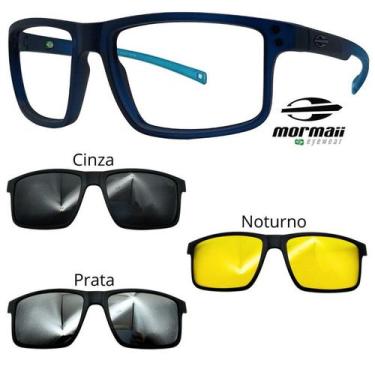 Imagem de Oculos Mormaii Swap 5 6127 KC6 Azul Fosco Com 3 Clipons, Cinza, Prata,