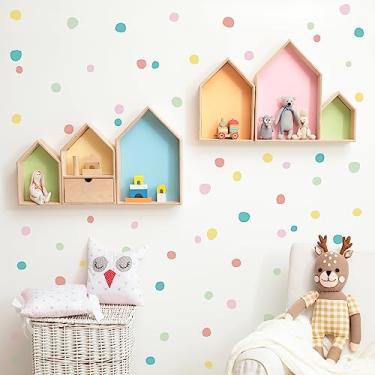 Imagem de Adesivo De Parede Bolinhas Irregulares Cores de Aquarela 2m² kit com 70 adesivos (Cores Pastéis)