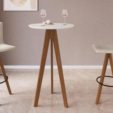 Imagem de Mesa de Jantar Bistrô 60cm Imbuia Tampo BP Mármore - Delazari