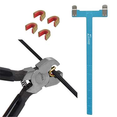 Imagem de SHENG-RUI Conjunto de réguas de aço com alicate e fivela de latão para arco e arco, Blue T Ruler