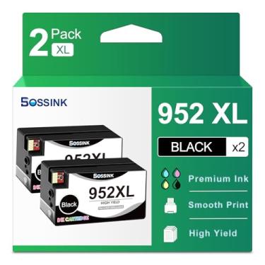Imagem de BOSSINK Cartuchos de tinta preta 952XL compatíveis com impressora HP Black 952XL de alto rendimento para HP Officejet Pro 7740 8710 8720 7730 8200 8216 8218 8710 8715 8730 8734 (pacote com 2, 2 preto)