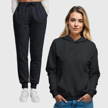 Imagem de Conjunto Moletom Canguru e Calça Feminina Lisa Benellys-Feminino