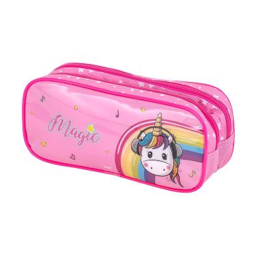 Imagem de Estojo Escolar Estampado 2 Zipers Magic Unicornio Rosa - brw